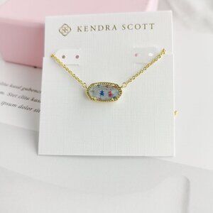 Kendra Scott Red White Blue Star Illusion Elisa Pendant Necklace Gold